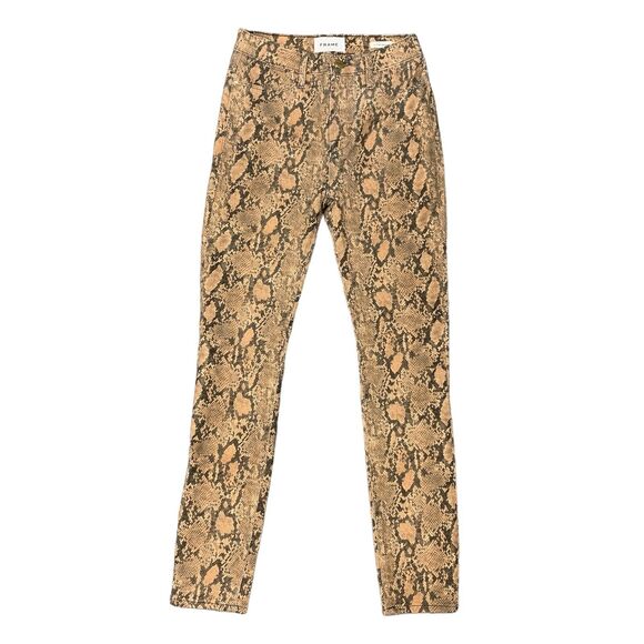 Frame Pants Womens 24 Python Le High Skinny Coated Ankle Crop High Rise Stretch - Picture 1 of 13